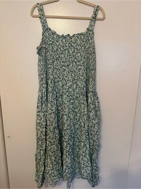 City Chic Green Leaf Print Sundress